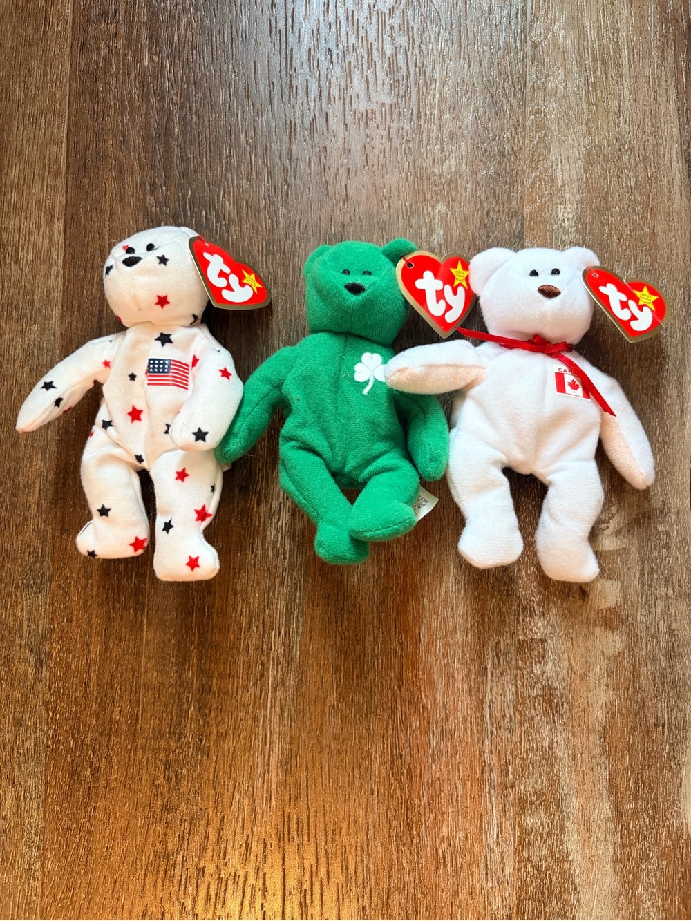 Ty Teenie Beanies Erin, Glory & Maple Bears Plush Lot of 3 Retired 1998